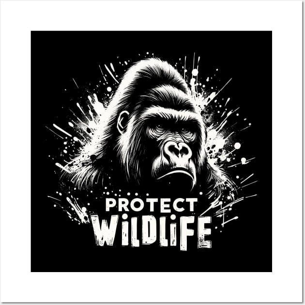 Protect Wildlife - Gorilla Wall Art by PrintSoulDesigns